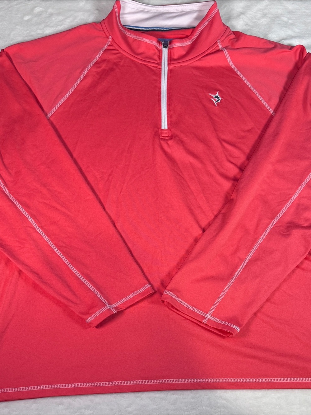 White Water 3XL Quarter Zip Pullover Coral Fishing Marlin Logo Long Sleeve